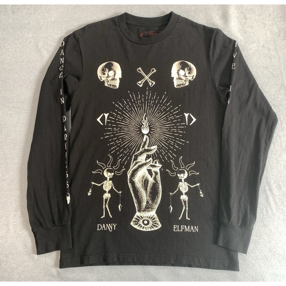 Danny Elfman Black Cotton Long Sleeve Goth Horror T-Shirt Sz Small